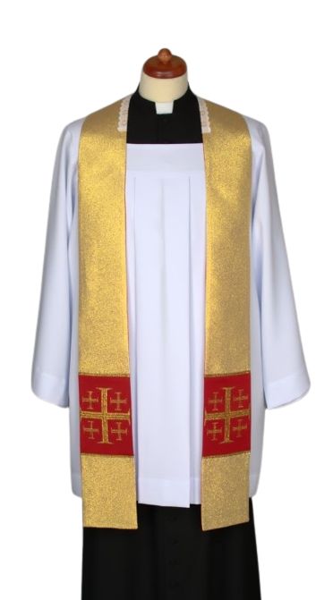 Stuła złota do kazań, krótka, naszywane krzyże (1)