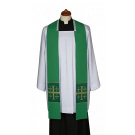Stuła zielona do kazań, krótka, naszywane krzyże (5) - EUCHARYSTYCZNE - Nowość