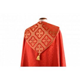 Kapa czerwona haftowana adamaszek (59) - KAPY LITURGICZNE - Nowość