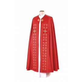 Kapa czerwona haftowana (62) - KAPY LITURGICZNE - Nowość