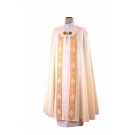 Kapa ecru z ozdobnymi pasami (63) - KAPY LITURGICZNE - Nowość