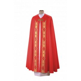 Kapa czerwona z ozdobnymi pasami (65) - KAPY LITURGICZNE - Nowość