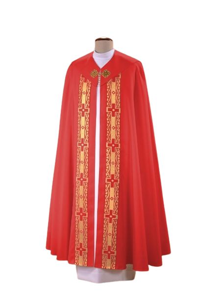 Kapa czerwona z ozdobnymi pasami (65) - KAPY LITURGICZNE