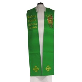 Stuła haftowana Św. Hubert + napis (2) - Z POSTACIAMI - Nowość