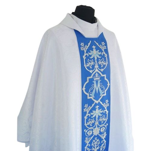 Ornat Maryjny gotycki, biały żakard - zdjęcie 2 - Ornat Maryjny gotycki, biały żakard