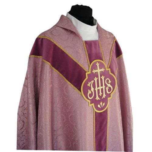 Ornat Semi Gotycki - zgaszony róż, żakard (58) - zdjęcie 2 - Ornat Semi Gotycki - zgaszony róż, żakard (58)