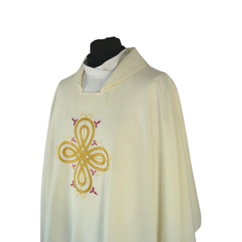 Ornat gotycki ecru haftowany - tkanina gładka (40) - zdjęcie 2 - Ornat gotycki ecru haftowany - tkanina gładka (40)