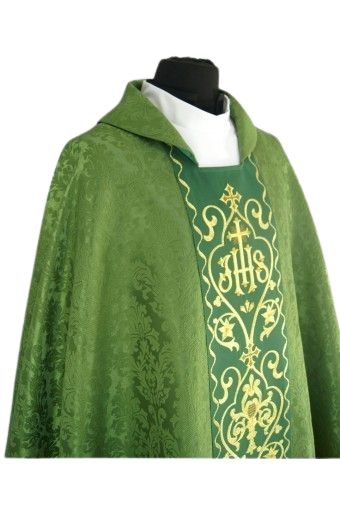 Ornat gotycki zielony, fioletowy haftowany - tkanina żakard (41) - zdjęcie 4 - Ornat gotycki zielony, fioletowy haftowany - tkanina żakard (41)