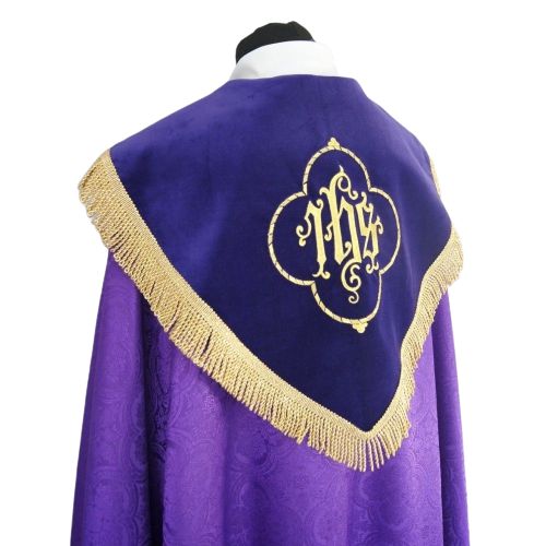 Kapa fioletowa haftowana IHS - aksamitne pasy (80) - zdjęcie 3 - Kapa fioletowa haftowana IHS - aksamitne pasy (80)