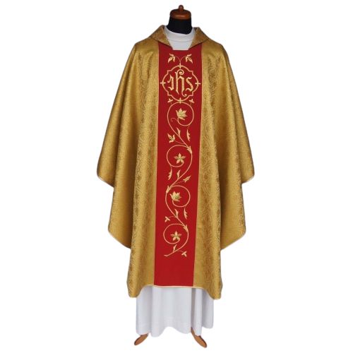 Ornat gotycki złoty haftowany - tkanina brokatowa (43) - zdjęcie 2 - Ornat gotycki złoty haftowany - tkanina brokatowa (43)