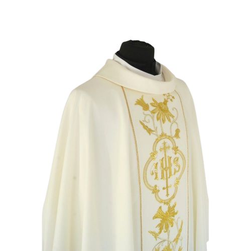 Ornat gotycki ecru haftowany - tkanina gładka (46) - zdjęcie 2 - Ornat gotycki ecru haftowany - tkanina gładka (46)