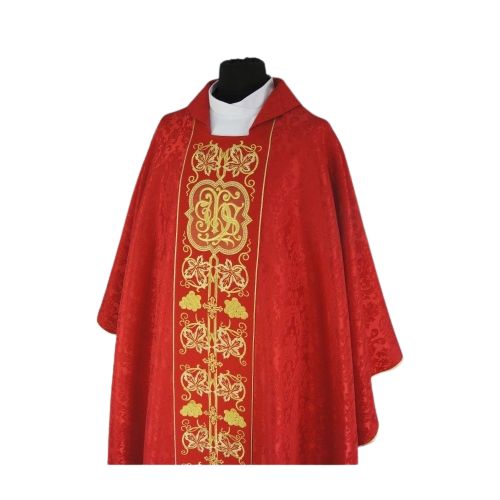 Ornat gotycki czerwony haftowany - tkanina żakard (53) - zdjęcie 2 - Ornat gotycki czerwony haftowany - tkanina żakard (53)