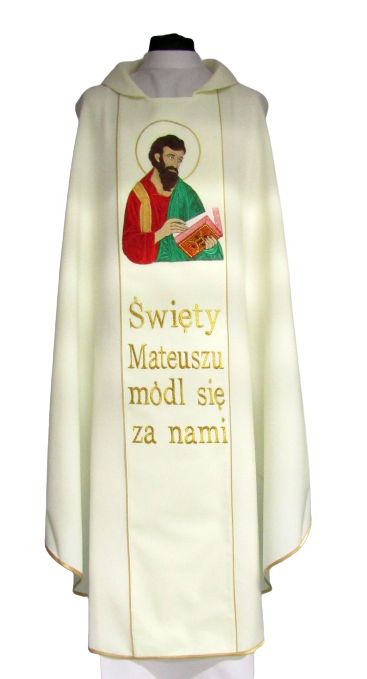 Ornat haftowany z wizerunkiem św. Mateusza