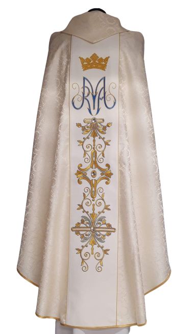 Ornat haftowany Matka Boża Kościoła - materiał rozeta - zdjęcie 2 - Ornat haftowany Matka Boża Kościoła - materiał rozeta
