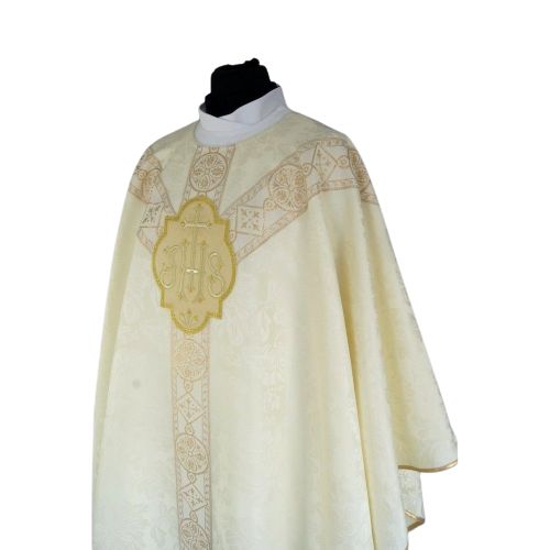 Ornat semi gotycki ecru - tkanina żakard (64) - zdjęcie 2 - Ornat semi gotycki ecru - tkanina żakard (64)