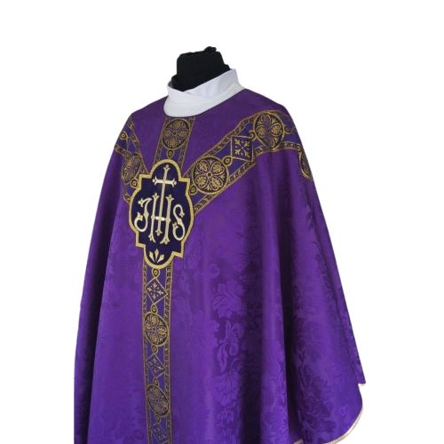 Ornat semi gotycki fiolet - tkanina żakard (65) - zdjęcie 2 - Ornat semi gotycki fiolet - tkanina żakard (65)