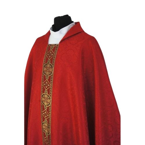 Ornat semi gotycki czerwony - tkanina żakard (70) - zdjęcie 2 - Ornat semi gotycki czerwony - tkanina żakard (70)