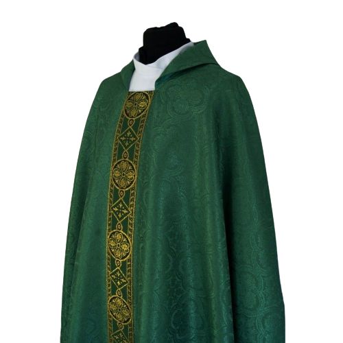 Ornat semi gotycki zielony - tkanina żakard (71) - zdjęcie 2 - Ornat semi gotycki zielony - tkanina żakard (71)