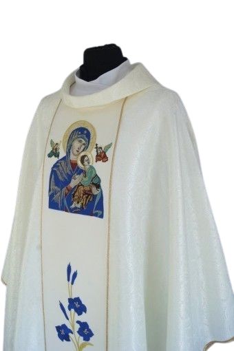 Ornat haftowany MB Nieustającej Pomocy - żakard - zdjęcie 2 - Ornat haftowany MB Nieustającej Pomocy - żakard