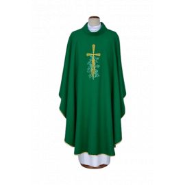 Ornat zielony haftowany - krzyż, winogrona (17) - Ornaty zielone - Nowość