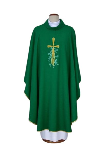 Ornat zielony haftowany - krzyż, winogrona (17)