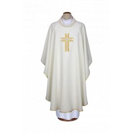 Ornat haftowany ecru - krzyż (15) - Ornaty białe/ ecru - Nowość