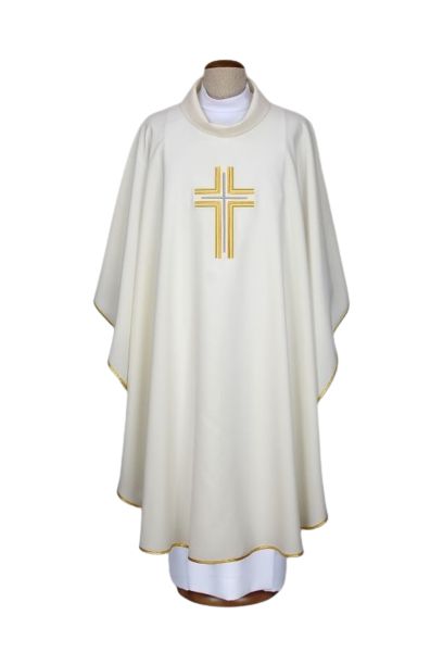 Ornat haftowany ecru - krzyż (15)