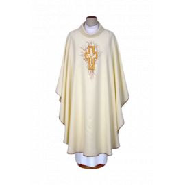 Ornat haftowany ecru - krzyż (10) - Ornaty białe/ ecru - Nowość