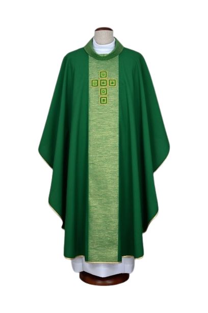 Ornat haftowany zielony - ozdobne kamienie (11)