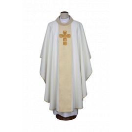 Ornat haftowany ecru - ozdobne kamienie (11) - Ornaty białe/ ecru - Nowość