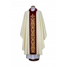 Ornat ecru haftowany - krzyż, ornament (19) - Ornaty białe/ ecru - Nowość