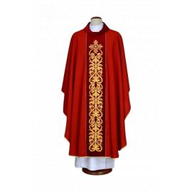 Ornat czerwony haftowany - krzyż, ornament (19) - Ornaty czerwone - Nowość