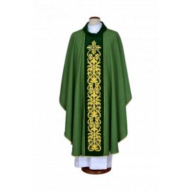 Ornat zielony haftowany - krzyż, ornament (19) - Ornaty zielone - Nowość