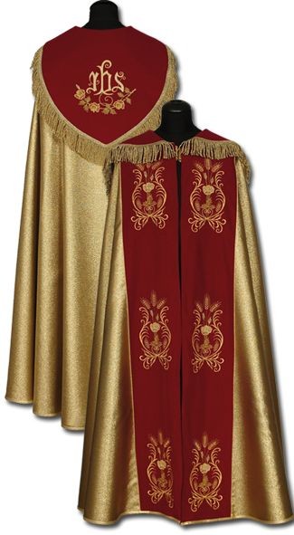 Kapa złota haftowana ręcznie na aksamicie - KAPY LITURGICZNE