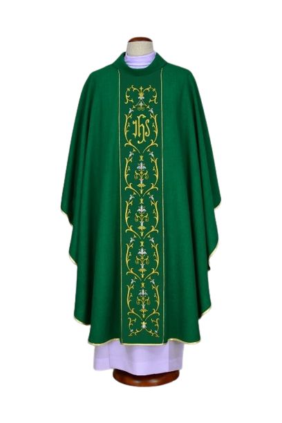 Ornat zielony haftowany - IHS (20)