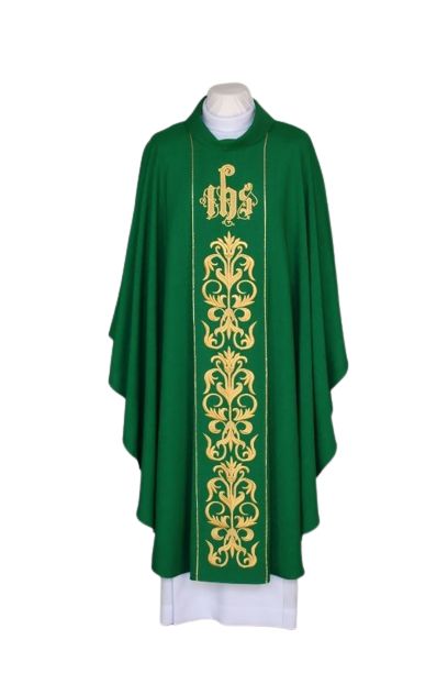 Ornat zielony haftowany - IHS (26)