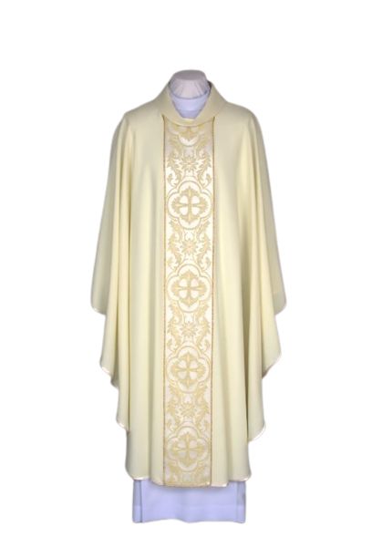 Ornat ecru haftowany - tkany pas (25)