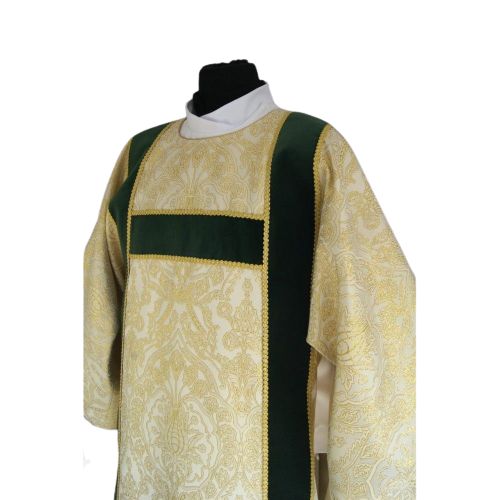 Dalmatyka semi gotycka żakard - jasne złoto - zdjęcie 2 - Dalmatyka semi gotycka żakard - jasne złoto