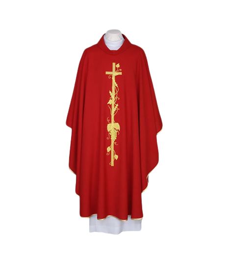 Ornat haftowany czerwony, złota lamówka (40)
