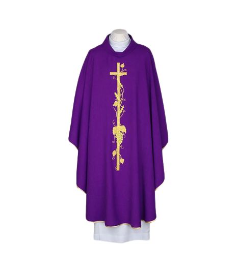 Ornat haftowany fioletowy, złota lamówka (42)