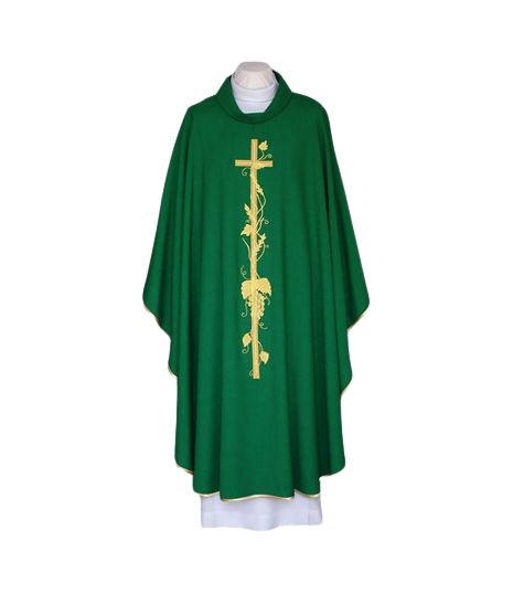 Ornat haftowany zielony, złota lamówka (43)