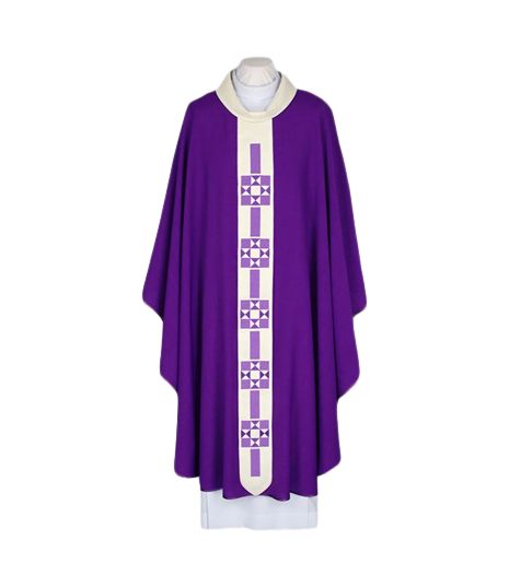 Ornat haftowany fiolet, wąski, nowoczesny pas (47)