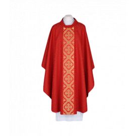 Ornat haftowany czerwony - tkany, elegancki pas (53)