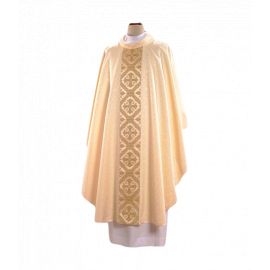 Ornat haftowany ecru - tkany, elegancki pas (54)