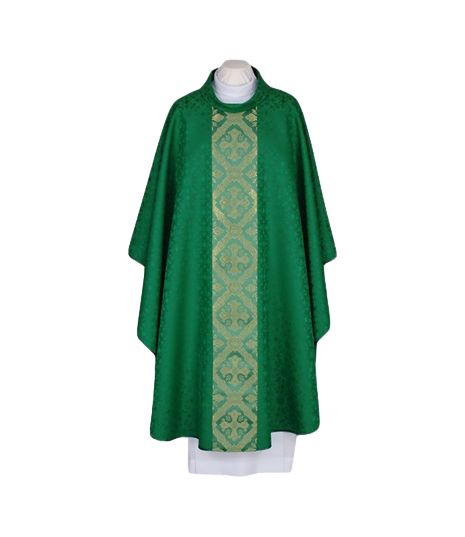 Ornat haftowany zielony - tkany, elegancki pas (56)