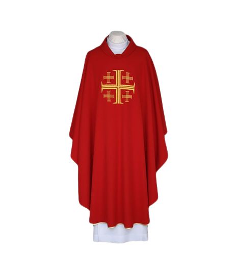 Ornat haftowany czerwony - Krzyż Jerozolimski (86)