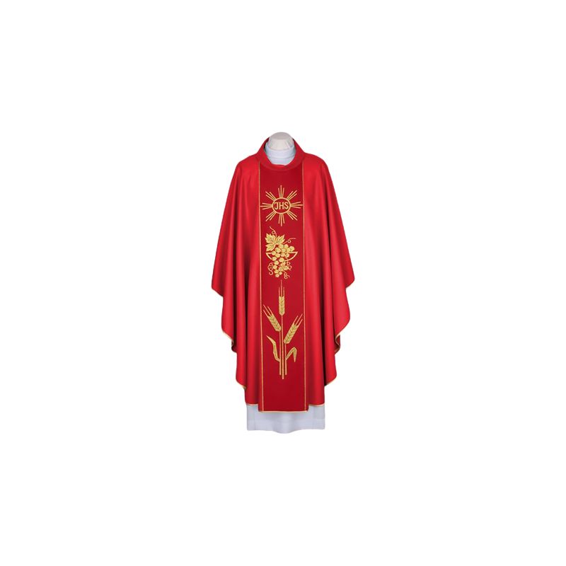 Ornat czerwony IHS - tkany ozdobny pas (93) - Ornat czerwony IHS - tkany ozdobny pas (93)