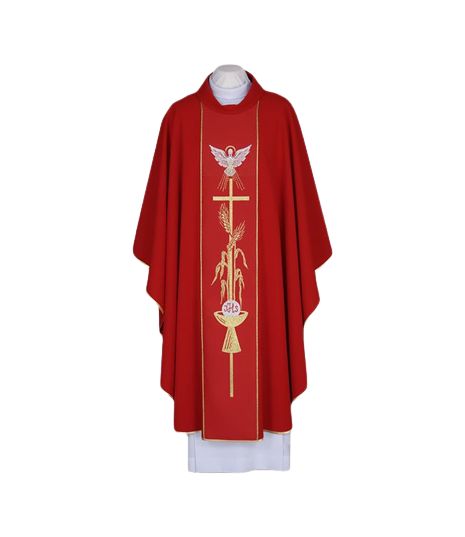 Ornat czerwony z symboliką Ducha Świętego - pas tkany (97)