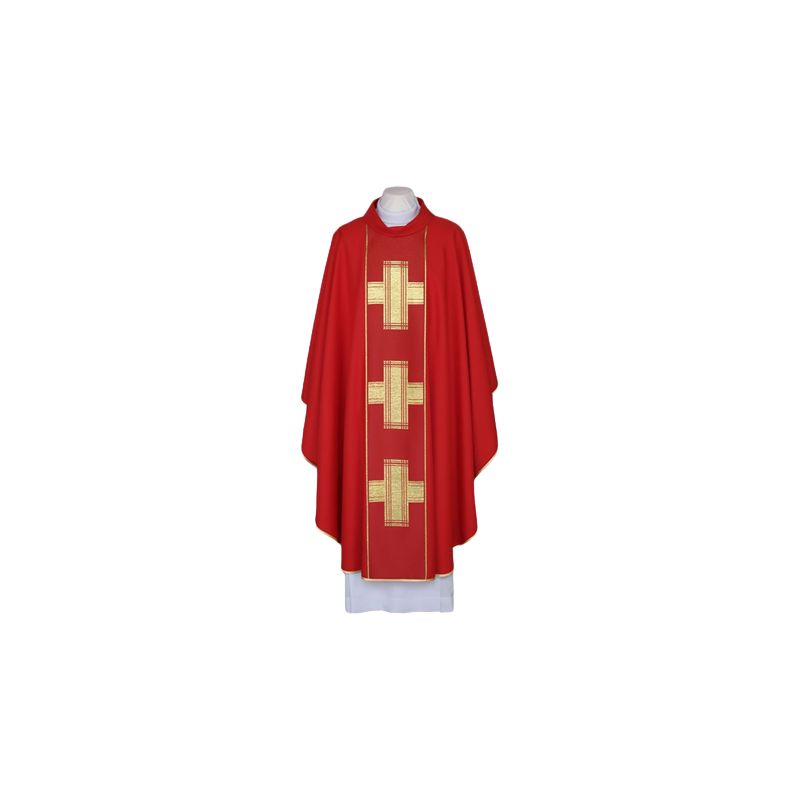 Ornat czerwony, pas tkany - Krzyże (101) - Ornat czerwony, pas tkany - Krzyże (101)