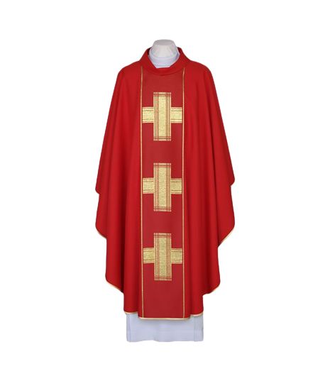 Ornat czerwony, pas tkany - Krzyże (101)